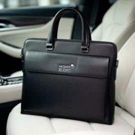 MB black leather laptop bag